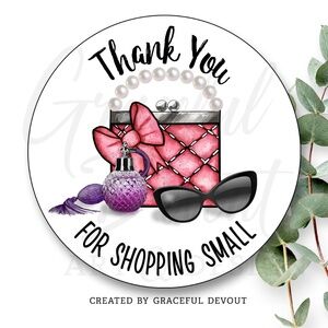 Thank You For Shopping Small - 2" (inches) Round Sticker (96ct.)